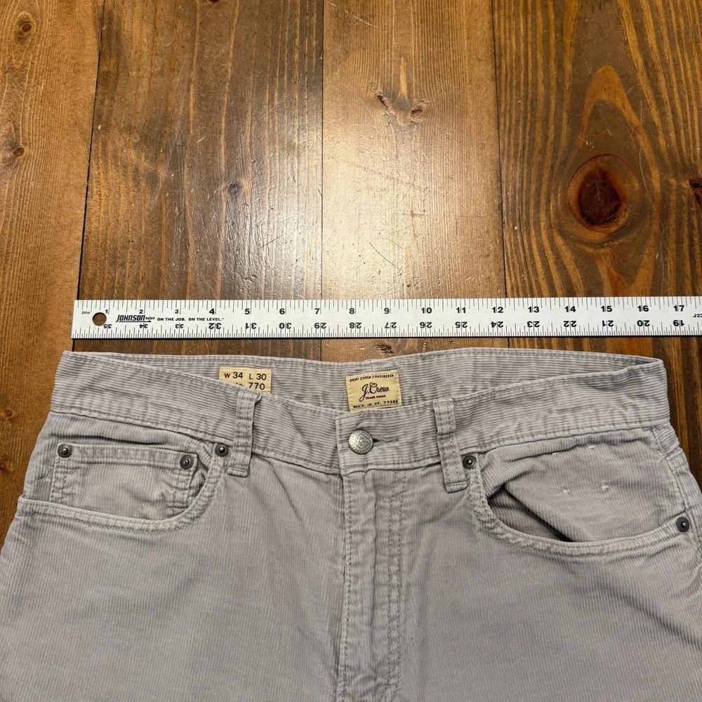 J. Crew‎ Men's Gray Corduroy Straight Leg Pants Style 770 Size 34x30